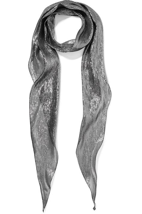 metallic scarf ysl